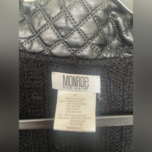 Vintage Monroe & Main Quilted Faux Leather Trim animal print Cardigan Jacket - Picture 6 of 16